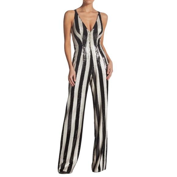Dress the Population Bobbie Sequin Jumpsuit Size XS - Picture 1 of 8